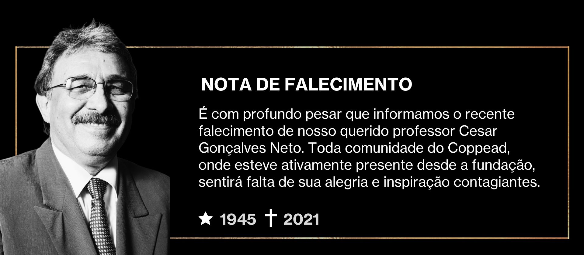 Nota de Falecimento - Prof. Cesar Gonçalves Neto